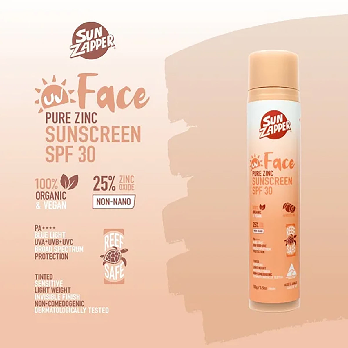Face Pure Zinc Sunscreen Cream 100g SPF 30 (Sun Zapper)