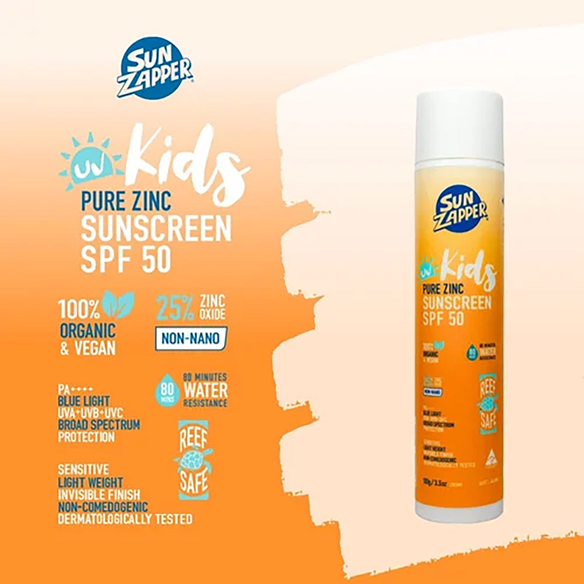 Kids Pure Zinc Sunscreen Cream 100g SPF 50 (Sun Zapper)